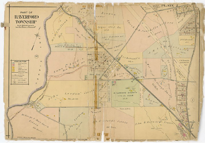 Plate 2, Atlas of Delaware County East of Ridley Creek, 1909-1910