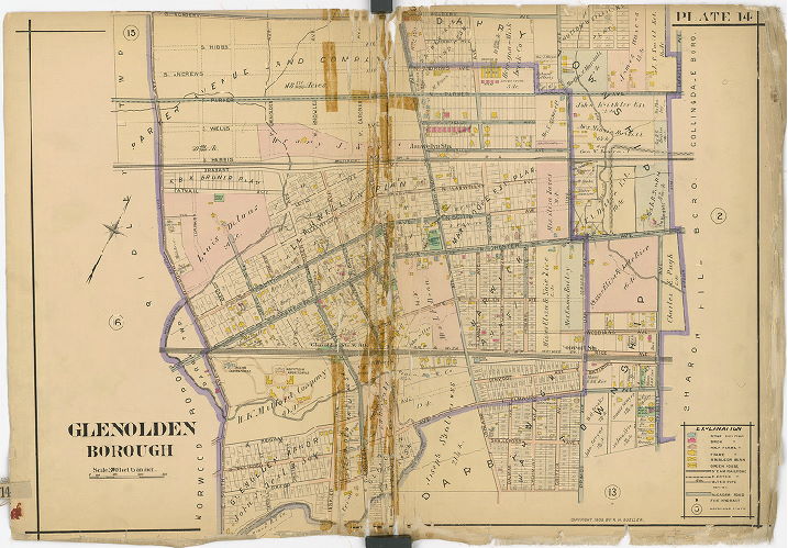 Plate 14, Atlas of Delaware County East of Ridley Creek, 1909-1910