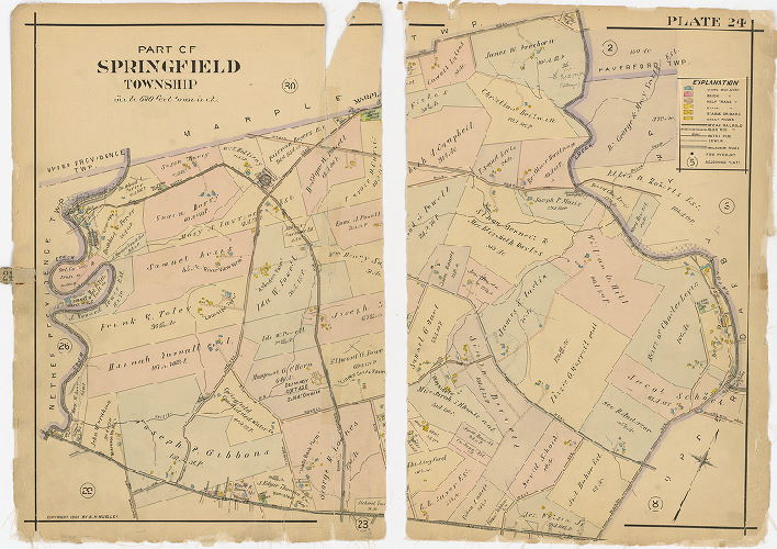 Plate 24, Atlas of Delaware County East of Ridley Creek, 1909-1910