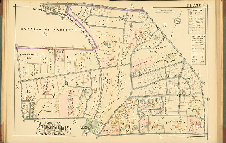 Plate 4, Atlas of Properties on Main Line Pennsylvania Railroad from Overbrook to Paoli, 1913