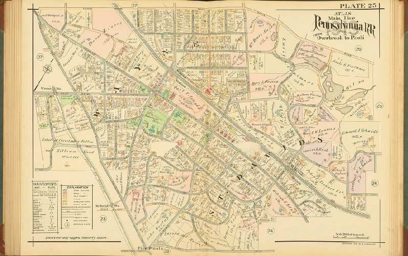 Plate 25, Atlas of Properties on Main Line Pennsylvania Railroad from Overbrook to Paoli, 1913
