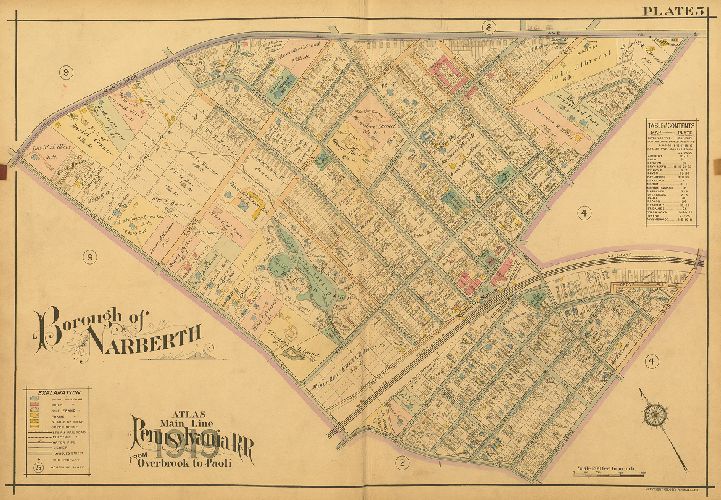 Plate 5, Atlas of Properties on Main Line Pennsylvania Railroad from Overbrook to Paoli, 1920
