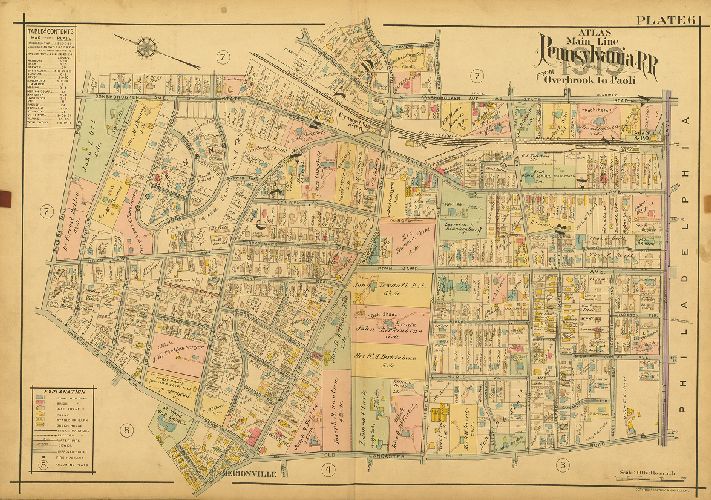 Plate 6, Atlas of Properties on Main Line Pennsylvania Railroad from Overbrook to Paoli, 1920