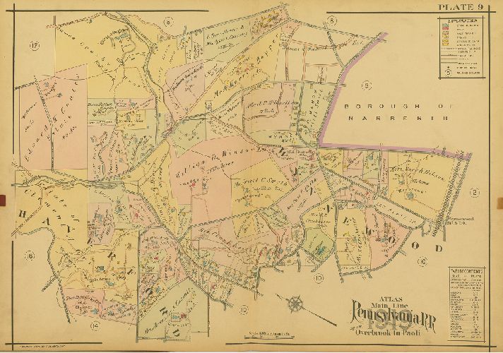 Plate 9, Atlas of Properties on Main Line Pennsylvania Railroad from Overbrook to Paoli, 1920