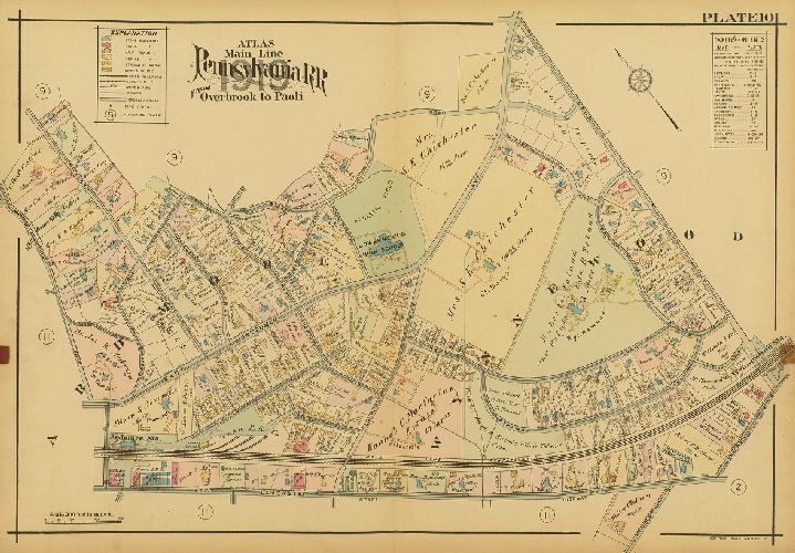 Plate 10, Atlas of Properties on Main Line Pennsylvania Railroad from Overbrook to Paoli, 1920