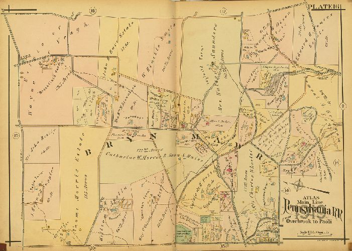 Plate 16, Atlas of Properties on Main Line Pennsylvania Railroad from Overbrook to Paoli, 1920