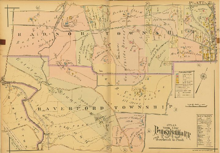 Plate 21, Atlas of Properties on Main Line Pennsylvania Railroad from Overbrook to Paoli, 1920