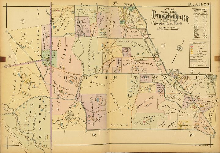 Plate 23, Atlas of Properties on Main Line Pennsylvania Railroad from Overbrook to Paoli, 1920