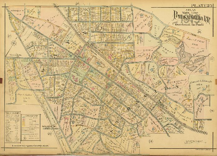 Plate 25, Atlas of Properties on Main Line Pennsylvania Railroad from Overbrook to Paoli, 1920