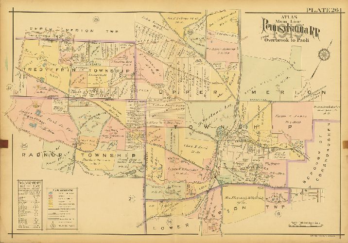 Plate 26, Atlas of Properties on Main Line Pennsylvania Railroad from Overbrook to Paoli, 1920