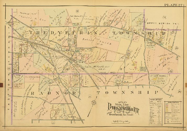 Plate 27, Atlas of Properties on Main Line Pennsylvania Railroad from Overbrook to Paoli, 1920