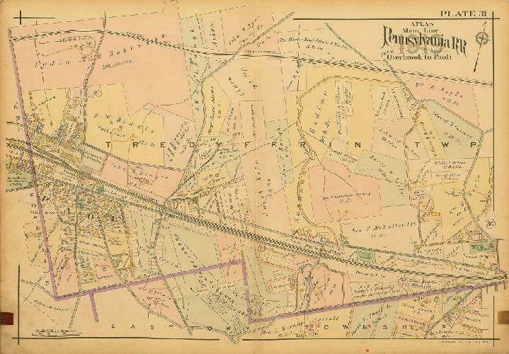 Plate 31, Atlas of Properties on Main Line Pennsylvania Railroad from Overbrook to Paoli, 1920