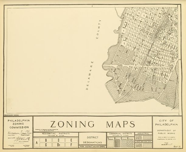 Plate 1, City of Philadelphia Zoning Maps, 1933