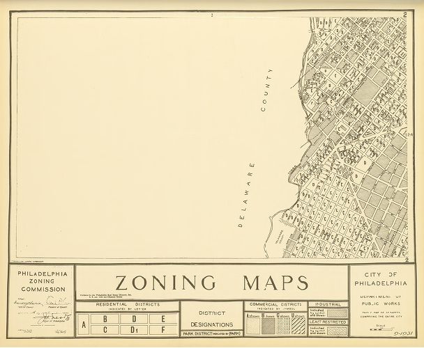 Plate 2, City of Philadelphia Zoning Maps, 1933
