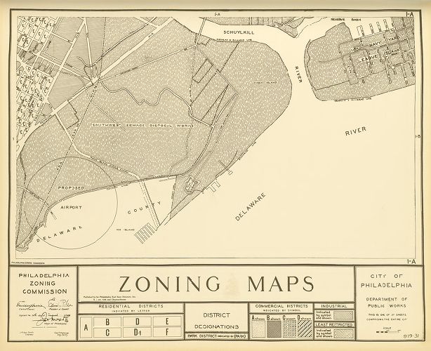 Plate 1A, City of Philadelphia Zoning Maps, 1933