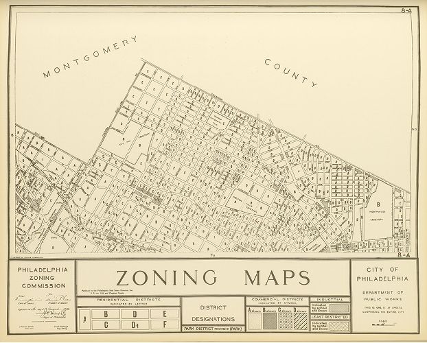 Plate 8A, City of Philadelphia Zoning Maps, 1933