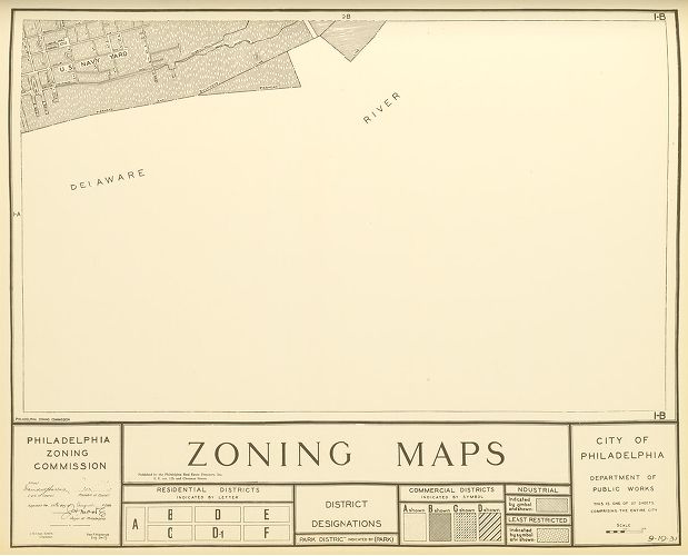 Plate 1B, City of Philadelphia Zoning Maps, 1933