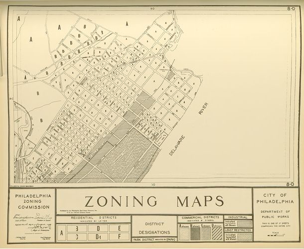 Plate 8D, City of Philadelphia Zoning Maps, 1933