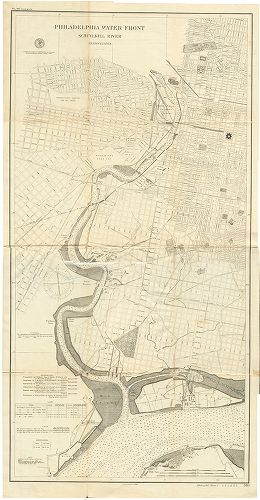 Map, Official maps of the Delaware and Schuylkill rivers. Approaches to the City of Philadelphia.  No. 381: Philadelphia Water Front. Schuylkill River, Pennsylvania. , 1891