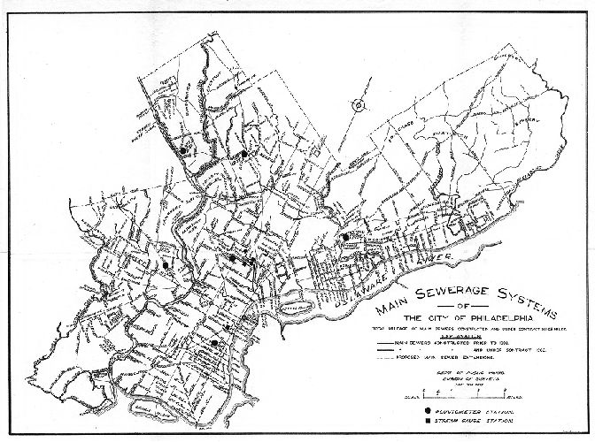 Map, Main sewerage systems of the City of Philadelphia. , 1903