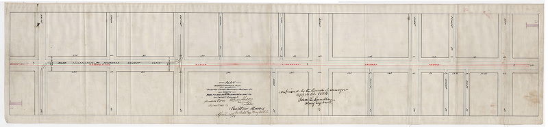 Plan, Plan showing proposed track of the Schuylkill River Passenger Railway Co. and the Philadelphia City Passenger Railway Co. on Twenty-second St. [Confirmed April 21, 1884], 1884