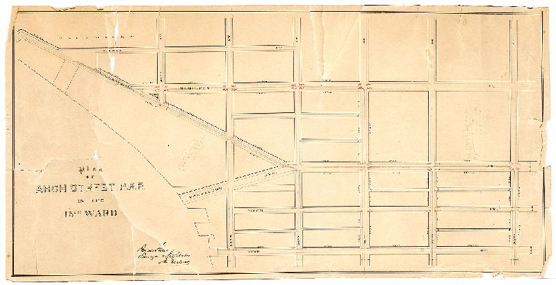 Plan, Plan of the Arch Street P.R.R. (Passenger Rail Road) in the 15th Ward., 1870 ca.