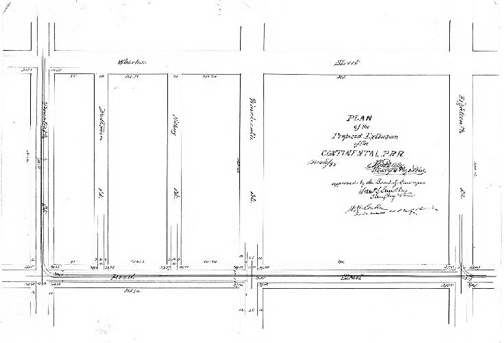 Plan, Plan of the proposed extension of the Continental P.R.R. [Survey dated Nov. 23, 1885; approval noted but date not given], 1885
