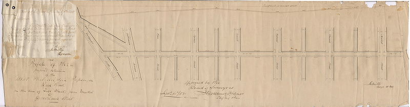 Plan, Plan and profile of the proposed extension of the West Philadelphia Passenger Rail Road in the line of Till [Fortieth] Street, from Market to Woodland Street [Approved by Board of Surveyors Sept. 13, 1858], 1858