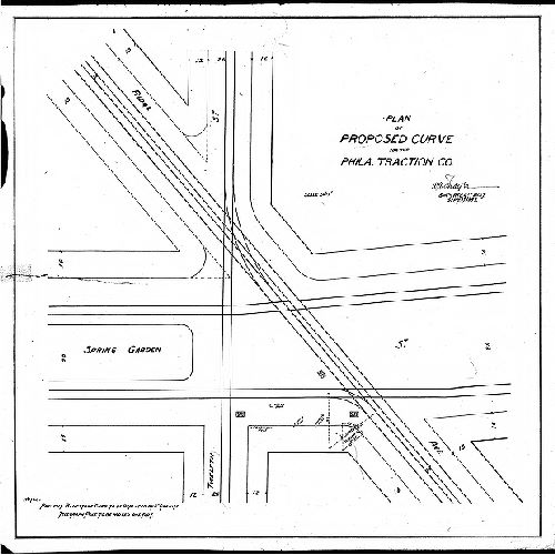 Plan, Plan of proposed curve for the Phila. Traction Co., 1892