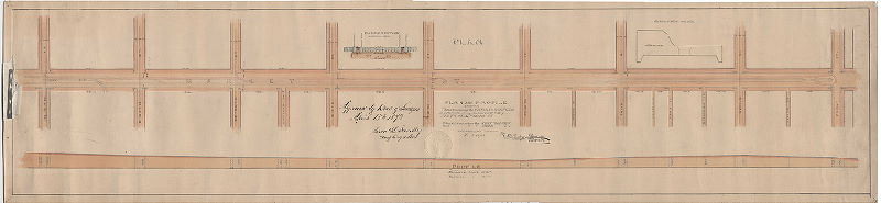 Plan, Plan and profile showing the extension of the Union Passenger Railway along Market St. from Ninth St. to Front St. [Survey returned March 1872; approved by Board of Surveyors April 15 1872], 1872