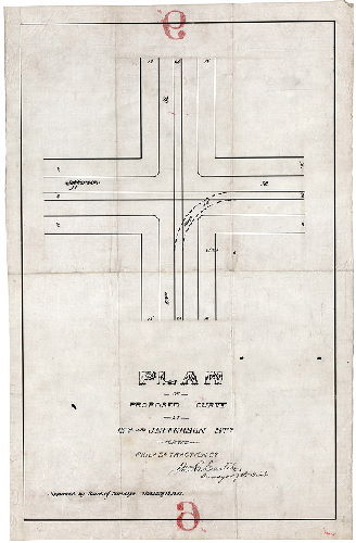 Plan, Plan of proposed curve at 13th and Jefferson Sts. for the Philada. Traction Co. [Approved by Board of Surveyors Jan. 18. 1890], 1890