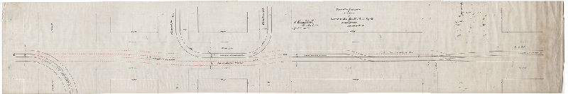 Plan, Proposed extension of the tracks of Lombard & South Street R'y. Co. on Front Street, Philadelphia, Pa. [Survey returned April 14, 1885], 1885