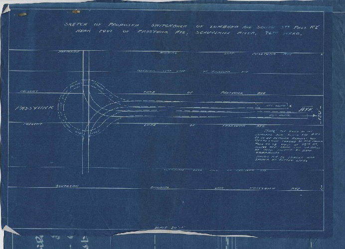 Plan, Sketch of proposed switchback of Lombard and South Sts. Pass. RY. near foot of Passyunk Ave., Schuylkill River, 26th Ward, 1889