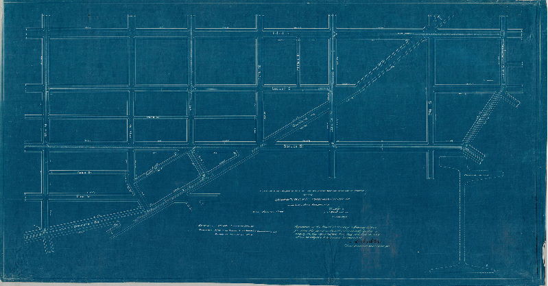 Plan, Plan showing the proposed relocation, extension and removal of tracks of the Lombard and South Sts. Passenger Railway Co. in the 27th Ward, Philadelphia. [Approved by Board of Surveyors Feb. 5, 1894], 1894