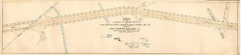 Plan, Plan of the proposed alignment of tracks of the Richmond and Schuylkill Passr. R.W. Co. leased to the People's Railway Co. between the P. and R. R.R. and the Connecting R.R. in the 24th and 29th Wards [Approved by Board of Surveyors March 5, 1888], 1888
