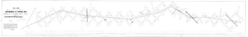 Plan, Plan for temporary location of tracks on Moyamensing and Penrose Aves from Broad St. to Penrose Ferry Bridge, 26th & 36th Wards, for Southwestern Street Railway [Approved by Board of Surveyors July 11, 1898], 1898