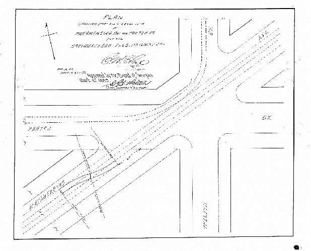 Plan, Plan showing proposed cross-over at Moyamensing Ave. and Porter St. fro the Southwestern Pass. Railway Co. [Approved by Board of Surveyors March 27, 1899], 1899