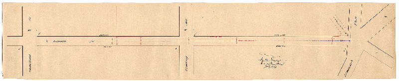 Plan, [Handwritten title on reverse: "Plan showing location of cemetery wall." Shows Haines St. from Mansfield St. to Limekiln Pike. Refers to Philadelphia National Cemetery, located at E. Haines St. and Limekiln Pike. Mansfield Street is no longer on the City Plan at this location.] , 1880 ca.