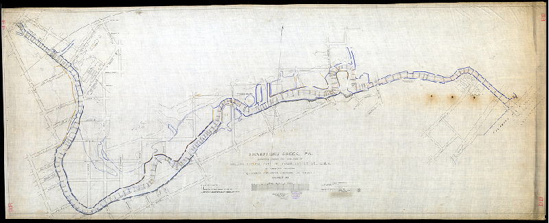 Plan (alternate image), Frankford Creek surveyed under the direction of William Ludlow, Capt. of Engrs. Bvt. Lt. Col. U.S.A, by Assistant Engineers E. A. Gieseler, F. Sylvester, J. N. Odiorne and W. B. Silvey. November 1881. [Copy made in 1883], 1881