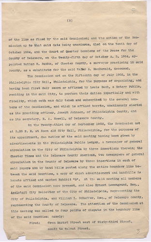 p. 3, ZZ. Report of Commission to ascertain boundary lines between Philadelphia and Delaware Counties. Filed Jan. 20, 1905, 1905