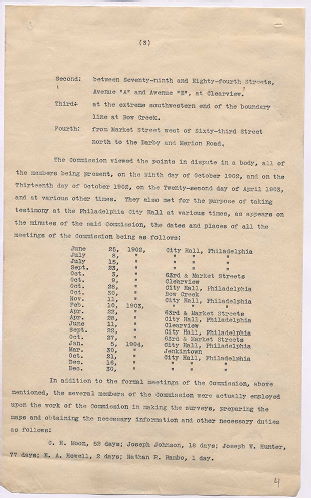 p. 4, ZZ. Report of Commission to ascertain boundary lines between Philadelphia and Delaware Counties. Filed Jan. 20, 1905, 1905