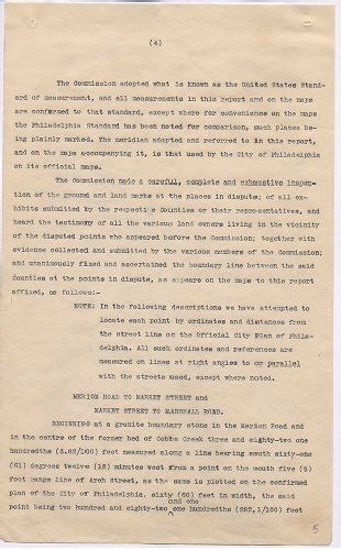 p. 5, ZZ. Report of Commission to ascertain boundary lines between Philadelphia and Delaware Counties. Filed Jan. 20, 1905, 1905