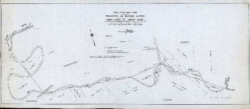 Plan (alternate image), Plan of boundary line between Philadelphia and Delaware Counties. Bow Creek section. Darby Creek to Church Creek as surveyed and marked by the Commission appointed by the Court of Philadelphia County May 13th 1927 [and] the Court of Delaware County May 13th 1927., 1927