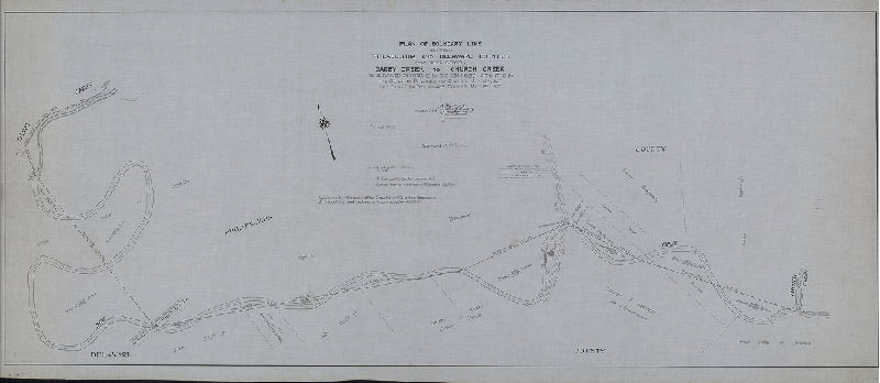 Plan, Plan of boundary line between Philadelphia and Delaware Counties. Bow Creek section. Darby Creek to Church Creek as surveyed and marked by the Commission appointed by the Court of Philadelphia County May 13th 1927 [and] the Court of Delaware County May 13th 1927., 1927
