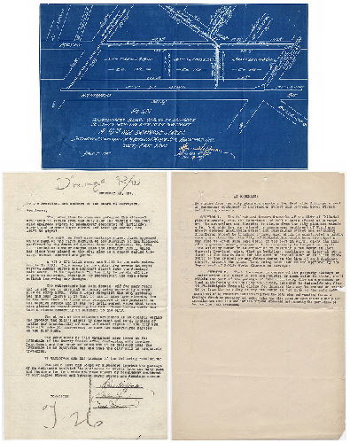 Plan, Plan to accompany Board report on ordinance to strike from the city plan and vacate a 10 ft. wide drainage street southwest of Huntingdon St. and between Moyer St. and Aramingo Ave. Thirty-first Ward. [Report of Board of Surveyors is attached], 1917