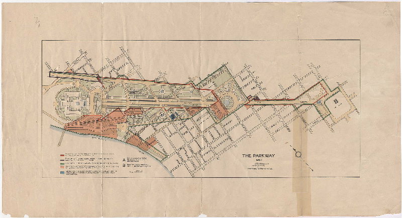 Plan, The Parkway, 1927. Alan Corson, C.E. Chief Engineer to Commissioners of Fairmount Park, 1927