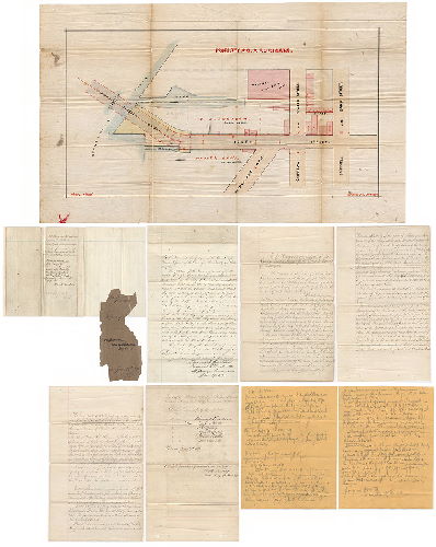 Plan, Property of C.A. Rubicam [Attachments: Petition, jury report and other documents related to the construction of the South Street Bridge, ca. 1871], 1871