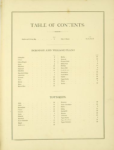 Contents, Atlas of Delaware County, 1892