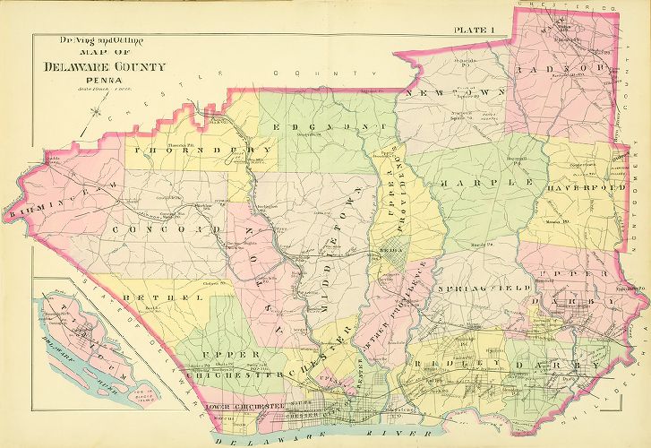 Plate 1, Atlas of Delaware County, 1892