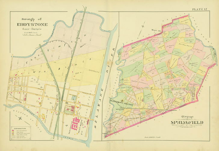 Plate 12, Farm line and Borough Atlas of Delaware County, Pennsylvania, 1892